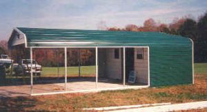 Green Carport with Attached Utility Building