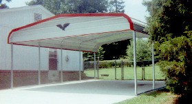White Gable Carport with Red Trim